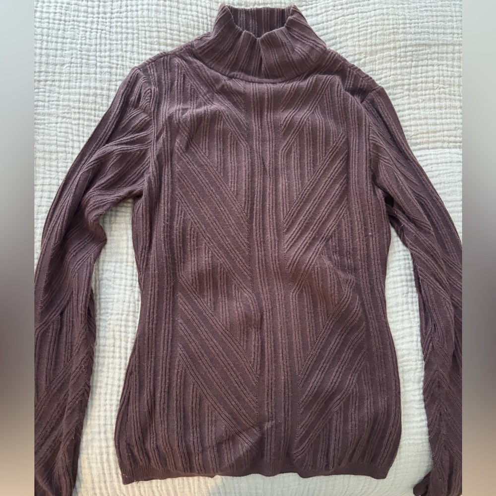 ecru Mauve Ribbed Turtleneck Sweater